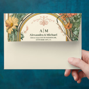 Mystical Black Gold Celestial Stars Wedding  Envelope