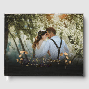 Mystical Black Gold Celestial Wedding Guest Book