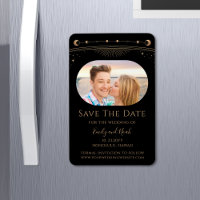 Mystical Black Gold Sun Moon Star Save The Date