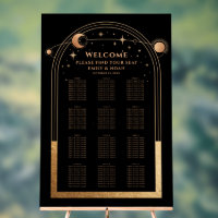 Mystical Black Gold Sun Moon Stars Wedding