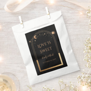 Mystical Black Gold Sun Moon Stars Wedding Favour Bags