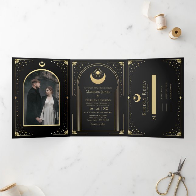 Mystical Black Gold Tarot Card Arch Wedding (Inside)