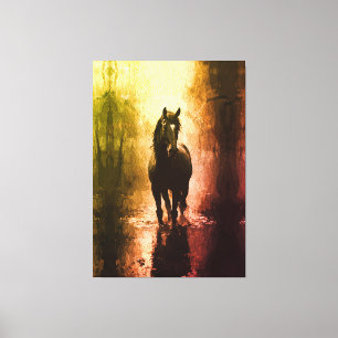 Mystical Black Horse – Dark Fantasy Equestrian Canvas Print