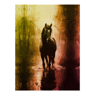 Mystical Black Horse – Dark Fantasy Equestrian Poster