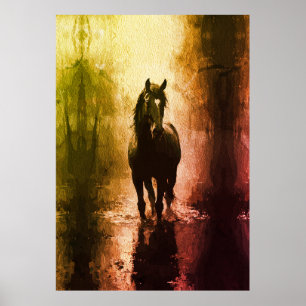 Mystical Black Horse – Dark Fantasy Equestrian Poster