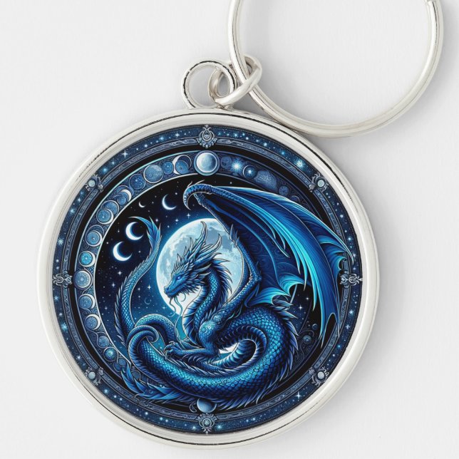 Mystical Blue Chinese Lunar New Year Dragon 2024  Key Ring (Front)