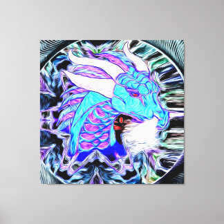 Mystical Blue Dragon with Horns Canvas Print