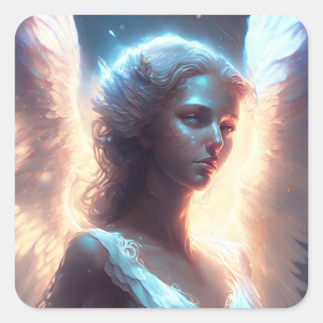 Mystical Blue Eyed Angel Square Sticker (Front)