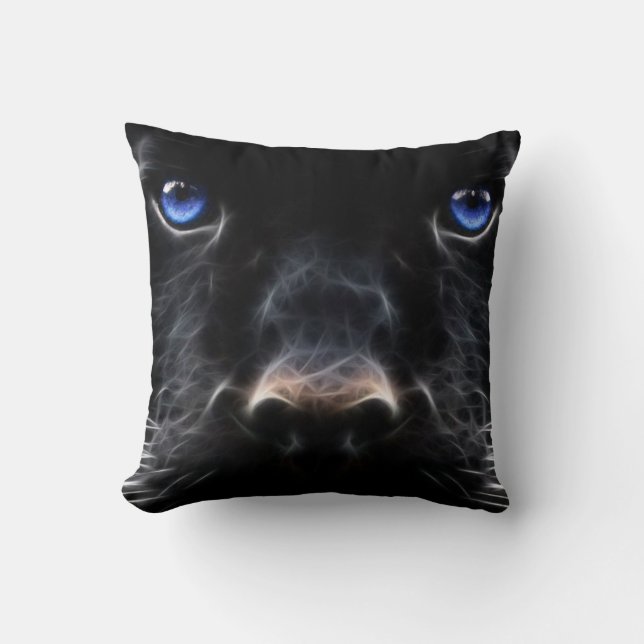 Mystical Blue Eyed Cat Pillow (Front)