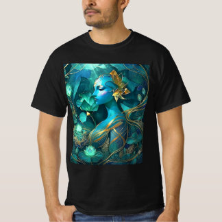 Mystical Blue Goddess Fantasy Art T-Shirt | Ethere
