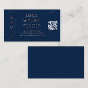 Mystical Blue Gold Budget QR Code RSVP Enclosure Card