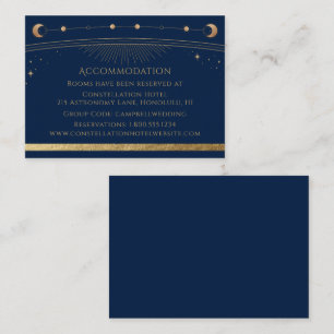 Mystical Blue Gold Sun Moon Stars Accommodation Enclosure Card