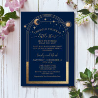 Mystical Blue Gold Sun Moon Stars Baby Shower