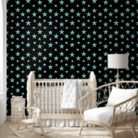 Mystical Blue-Green Stars and Black Background