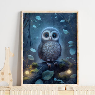 Mystical Blue Owl Print Owl Print