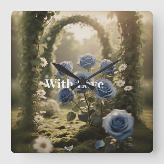 Mystical Blue Rose  Timeless Heirloom Gift Floral Square Wall Clock