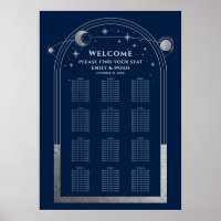 Mystical Blue Silver Sun Moon Stars Wedding