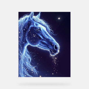 Mystical Blue Unicorn in Starry Night Sky Acrylic Sign