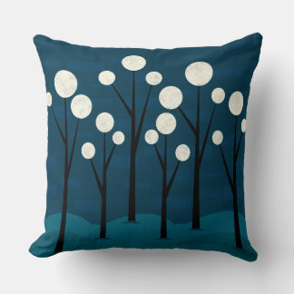 Mystical Blue Woodland Landscape Cushion