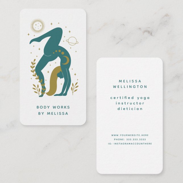 Mystical Boho Holistic Yoga Wellness Teacher Busin Business Card (Front/Back)
