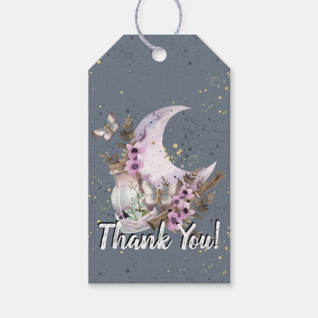 Mystical Boho Lavender Anemone Moon Thank You Tag (Front)