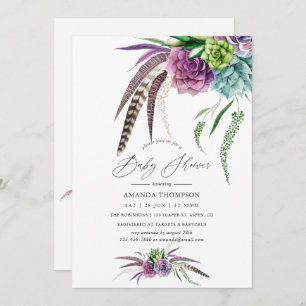 Mystical Boho Watercolor Baby Shower Invitation
