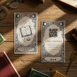 Mystical Bookstore | Vintage Mystical Bookstore  Business Card<br><div class="desc">Create a magical brand identity with this vintage celestial bookstore business card, featuring an elegant mystical illustration of an open book beneath a crescent moon surrounded by sparkling stars. The ornate tarot-inspired frame adds a timeless antique aesthetic that perfectly reflects the wonder and imagination of books and storytelling. Ideal for...</div>