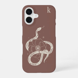 Mystical Botanical Snake Illustration Monogram iPhone 16 Case