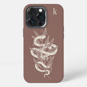 Mystical Botanical Snake Illustration Monogram iPhone 13 Pro Case