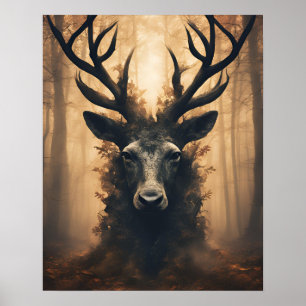 MYSTICAL BUCK WOOD PANACH ART POSTER