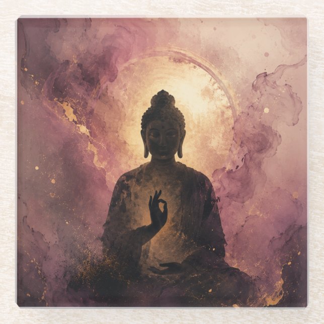 Mystical Buddha | Zen Meditation Glass Coaster (Front)