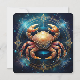 Mystical Cancer Zodiac Crab   Celestial Coastal Card