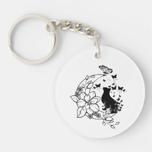 Mystical Cat and Moon Key Ring
