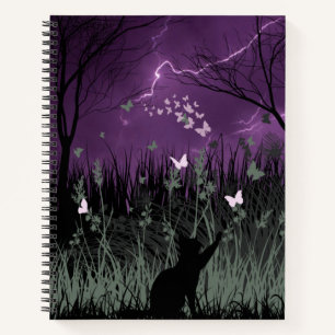 Mystical Cat & Butterfly Forest Notebook