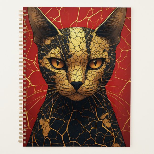 Mystical Cat Face With Golden Fracture Lines 🌙 Planner (Front)