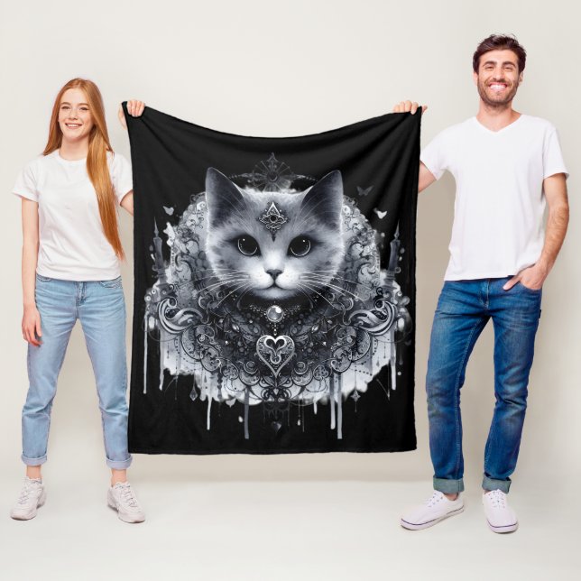 Mystical Cat Fleece Blanket (In Situ)