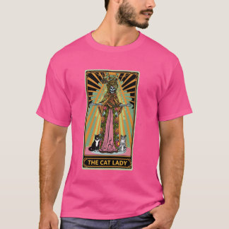 Mystical Cat Lady Tarot Card Art Nouveau Cat Lover T-Shirt