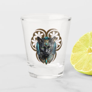 Mystical cat of Egypt, black as night, Shot Glass