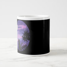Mystical Cat Under Moon – Dreamy Purple Night Wate