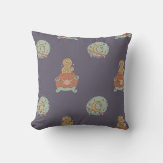 Mystical Cauldron and Crystal Ball Pattern Cushion
