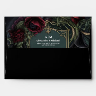 Mystical Celestial Black and Gold Wedding Envelope