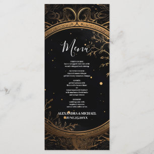 Mystical Celestial Black and Gold Wedding Menu