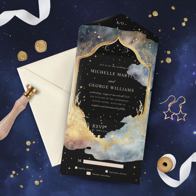 Mystical Celestial Blue Wedding All In One Invitation (Creator Uploaded)