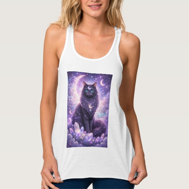 Mystical Celestial Cat Moon Galaxy Fantasy Magical Singlet (Front)