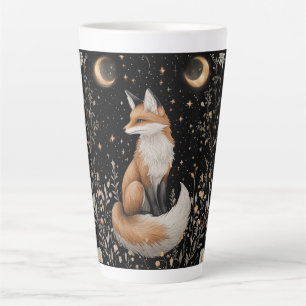 Mystical Celestial Fox and Flowers Latte Mug