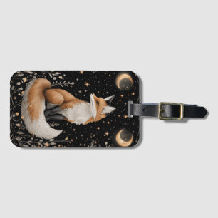 Mystical Celestial Fox and Flowers Luggage Tag