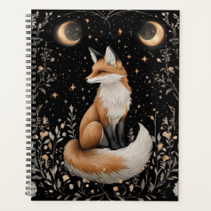 Mystical Celestial Fox and Flowers Planner