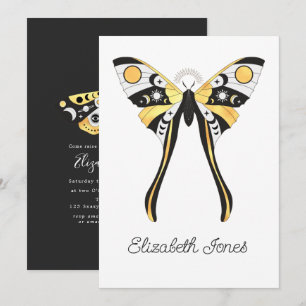 Mystical Celestial Gold Moths Invitation