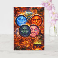 Mystical celestial moon faces fantasy Halloween gr