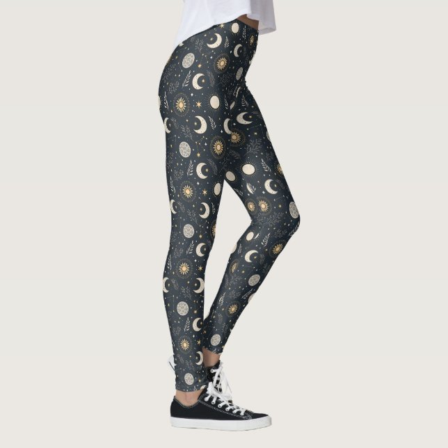 Mystical Celestial Moon Pattern  Leggings (Right)